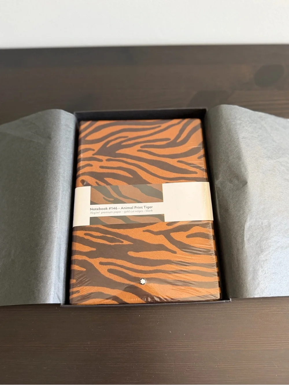 Montblanc Notebook #146 Pony Hair Tiger Premium Paper Blank Gold Cut Notebook